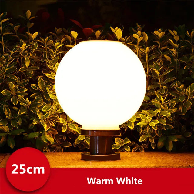 LED Round Ball Stainless Steel Solar Post Lamp Outdoor IP65 Waterproof