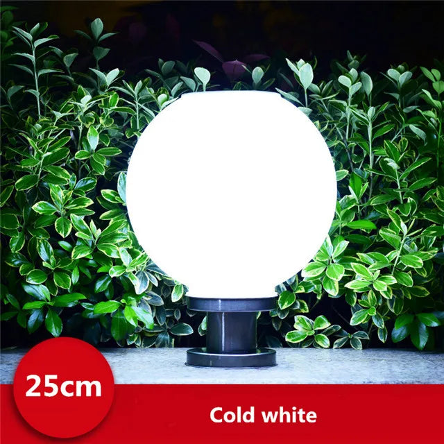 LED Round Ball Stainless Steel Solar Post Lamp Outdoor IP65 Waterproof