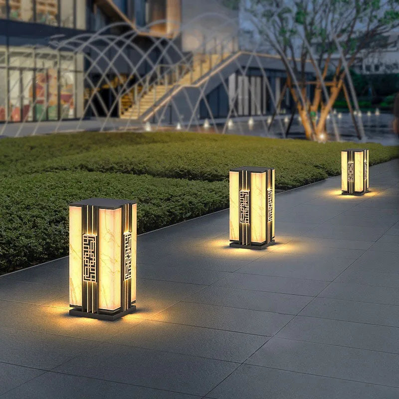 New Chinese Villa Courtyard Grass Imitation Marble Landscape Decorative Street Lamp