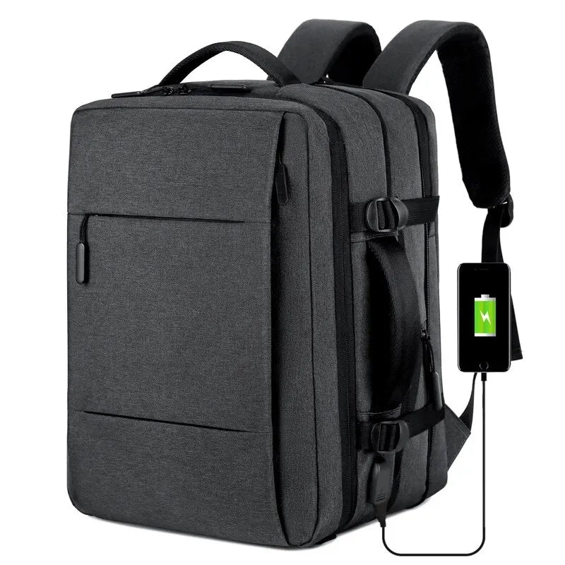 Classic Travel Backpack Men Business Backpack School Expandable USB Bag