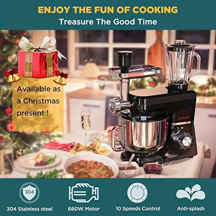 Multifunctional Electric Kitchen Mixer with 9 Accessories for Most Home Cooks