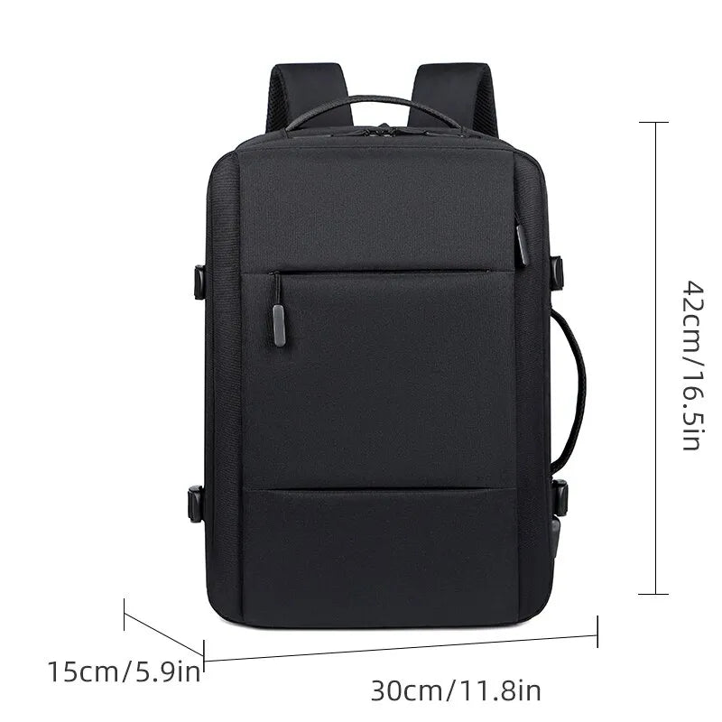 Classic Travel Backpack Men Business Backpack School Expandable USB Bag