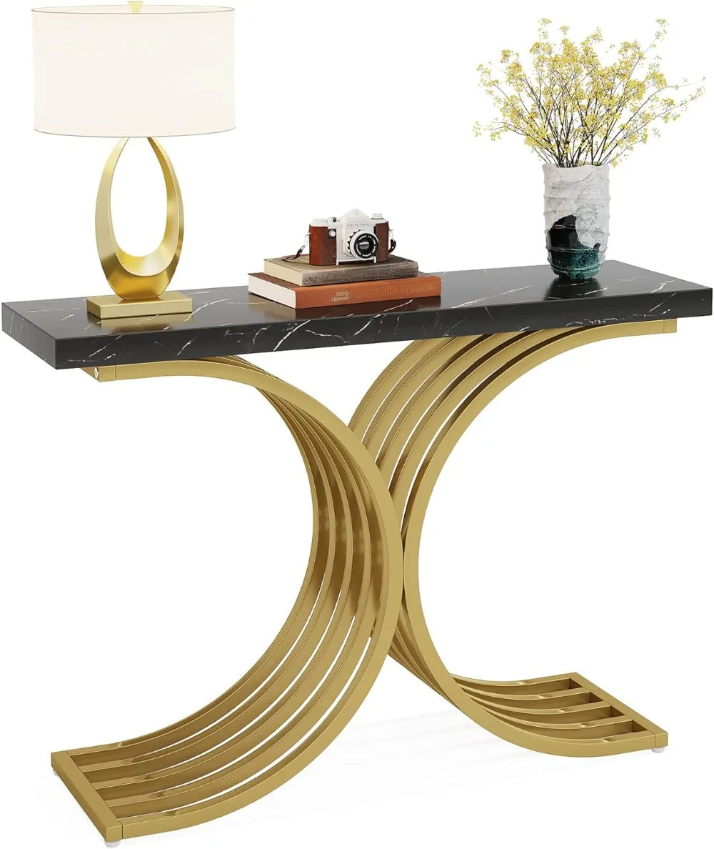 Gold Console Table, Modern Hallway Table for Entryway