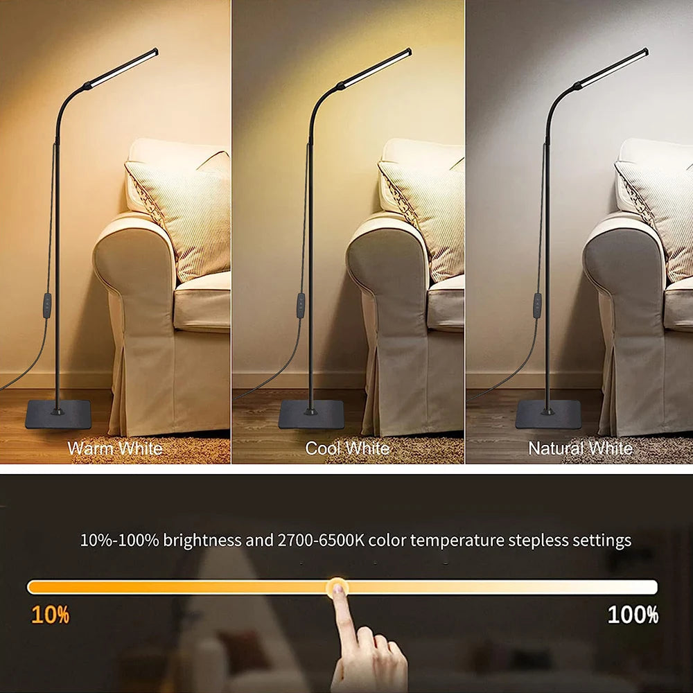 Floor Lamp For Living Room Adjustable Gooseneck Stand Light Dimmable Indoor