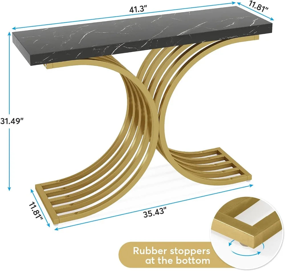 Gold Console Table, Modern Hallway Table for Entryway