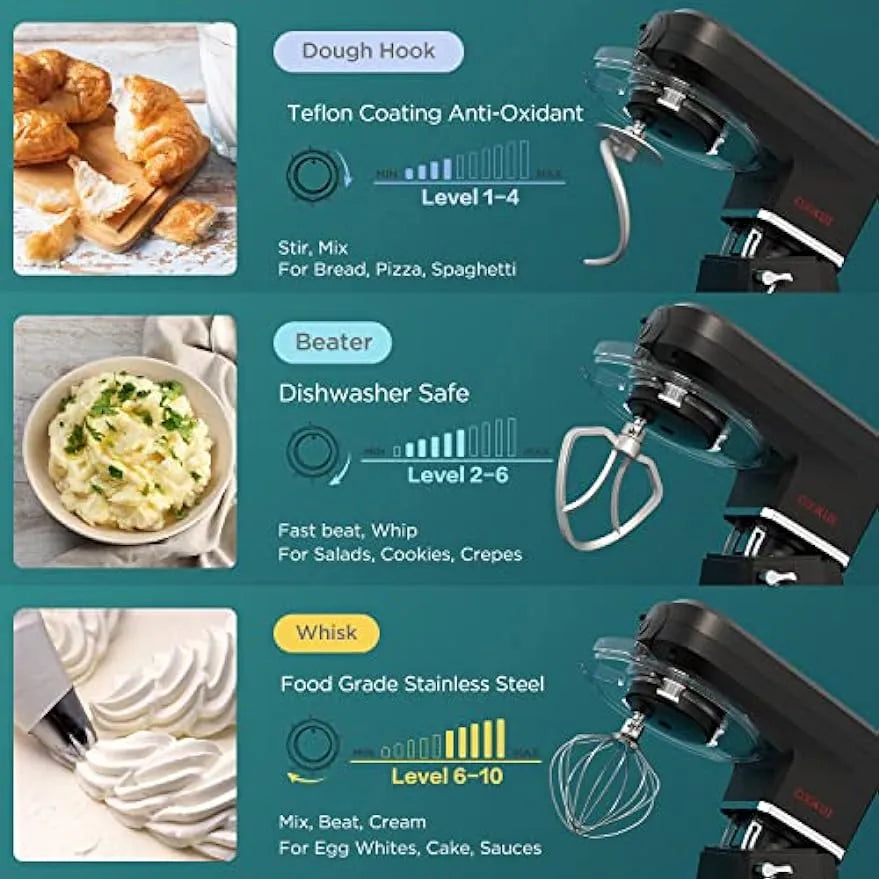 Multifunctional Electric Kitchen Mixer with 9 Accessories for Most Home Cooks