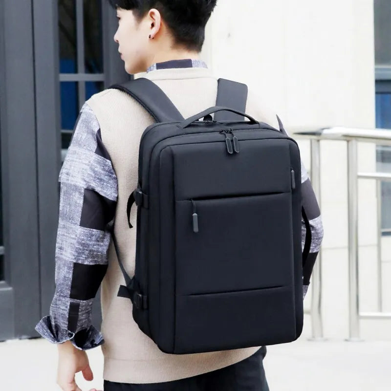 Classic Travel Backpack Men Business Backpack School Expandable USB Bag